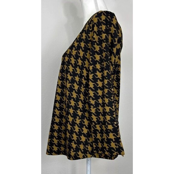 Ann Taylor Factory Gold & Black Herringbone Pattern Pullover Blouse Size M 8/10 - Picture 5 of 11